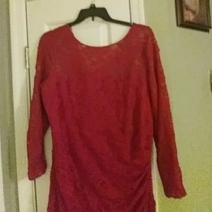 Breathtakingly Chic Red Lace Dress. Size 20 Wide